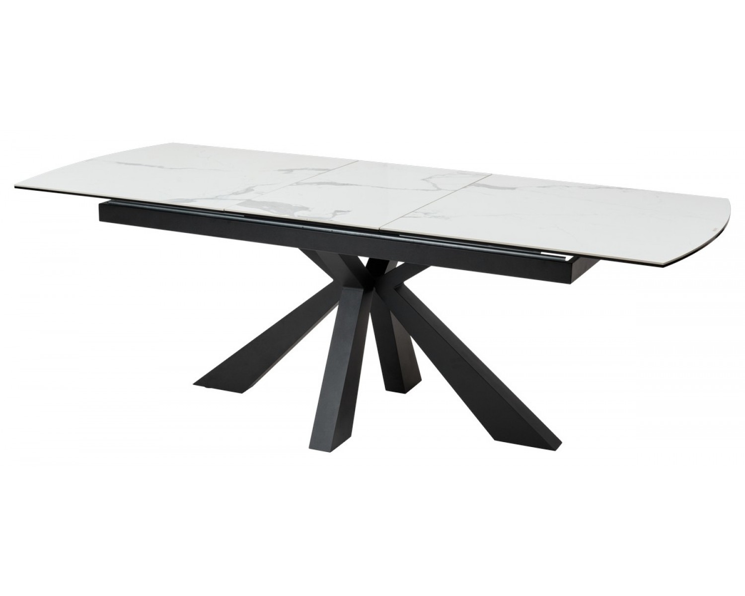 Стол ROVIGO 170 HIGH GLOSS STATUARIO Белый мрамор глянцевый, керамика/ черный каркас
