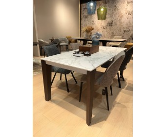 Стол ЭЗМИР (ESMIR) 160 цвет АРАБЕСКАТО (MATTE ARABESCATO SOLID CERAMIC) / ОРЕХ, ®DISAUR