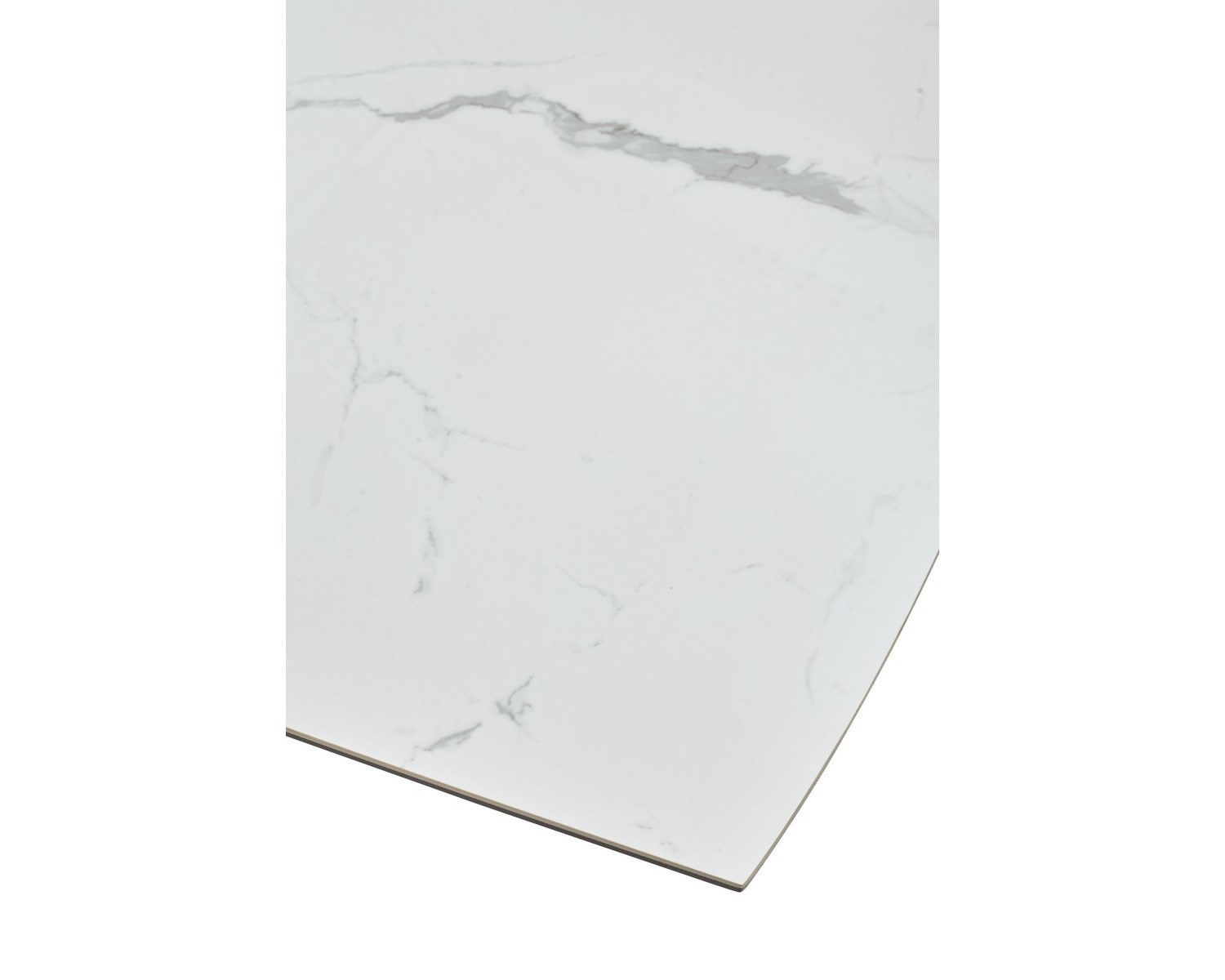 Стол ROVIGO 170 HIGH GLOSS STATUARIO Белый мрамор глянцевый, керамика/ черный каркас
