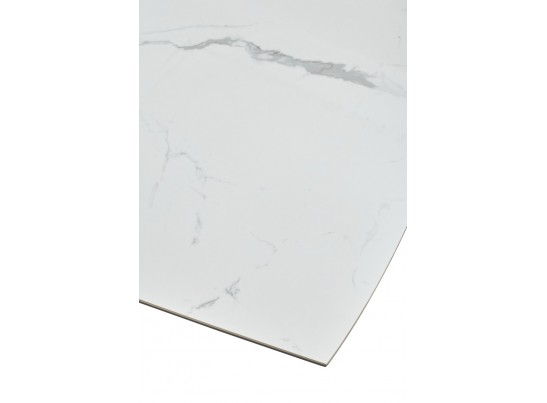 Стол ROVIGO 170 HIGH GLOSS STATUARIO Белый мрамор глянцевый, керамика/ черный каркас 