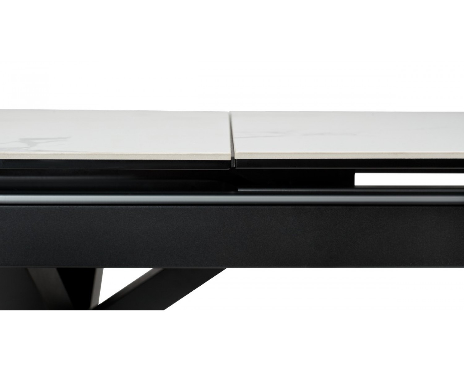 Стол ROVIGO 170 HIGH GLOSS STATUARIO Белый мрамор глянцевый, керамика/ черный каркас