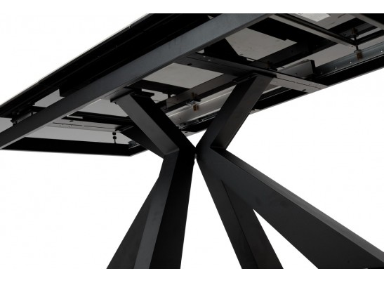 Стол ROVIGO 170 HIGH GLOSS STATUARIO Белый мрамор глянцевый, керамика/ черный каркас 