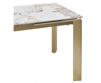 Стол КОРНЕР (CORNER) 120 цвет ПАНДОРА (GLOSS LUXURY PANDORA SOLID CERAMIC) / ШАМПАНЬ, ®DISAUR