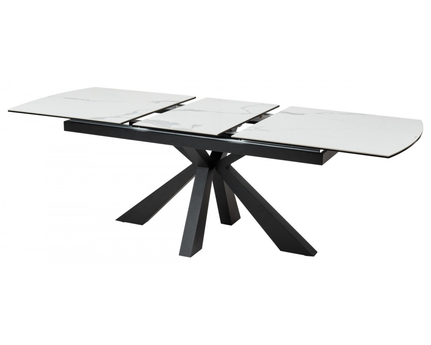 Стол ROVIGO 170 HIGH GLOSS STATUARIO Белый мрамор глянцевый, керамика/ черный каркас