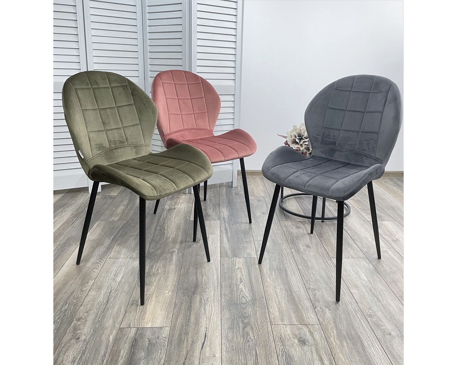 Стул FLOWER BLUVEL-77 ASH GREEN, велюр