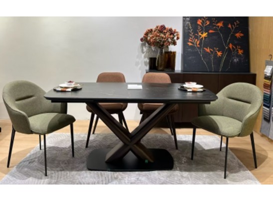 Стол BLANCO 160 MATT BLACK MARBLE SOLID CERAMIC / Орех, ®DISAUR