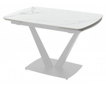Стол АЛАТРИ (ALATRI) 120 цвет БЕЛЫЙ МРАМОР ГЛЯНЦ. (GLOSS STATUARIO WHITE), керамика / БЕЛЫЙ, ®DISAUR