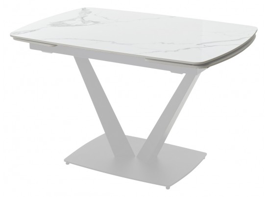 Стол АЛАТРИ (ALATRI) 120 цвет БЕЛЫЙ МРАМОР ГЛЯНЦ. (GLOSS STATUARIO WHITE), керамика / БЕЛЫЙ, ®DISAUR