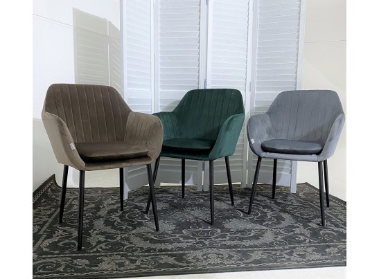 Стул ALABAMA BLUVEL-14 GREY, велюр / черный каркас 