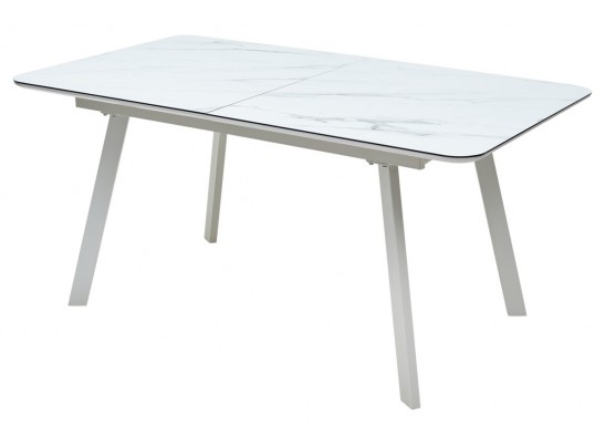 Стол ARUBA 140 GREY-WHITE/ WHITE глазурованное стекло 