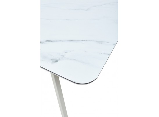 Стол ARUBA 140 GREY-WHITE/ WHITE глазурованное стекло 