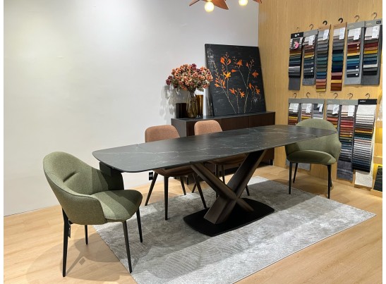 Стол BLANCO 160 MATT BLACK MARBLE SOLID CERAMIC / Орех, ®DISAUR