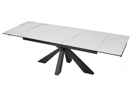 Стол ALEZIO 160 BIANCO TL-45 Белый мрамор матовый, испанская керамика/ черный каркас, ®DISAUR