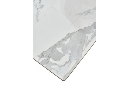 Стол КРЕМОНА (CREMONA) 140 цвет БЕЛЫЙ МРАМОР ГЛЯНЦ (HIGH GLOSS STATUARIO), керамика/ БЕЛЫЙ, ®DISAUR