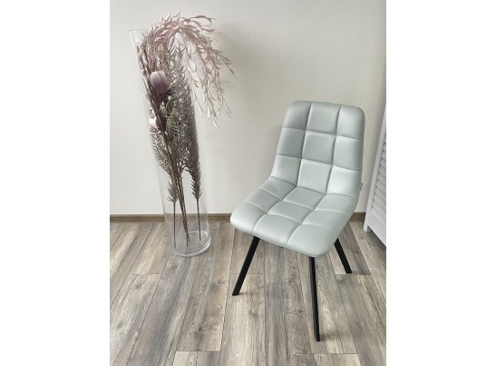 Стул CHILLI SQUARE HK017-35 серо-голубой, PU/ черный каркас 