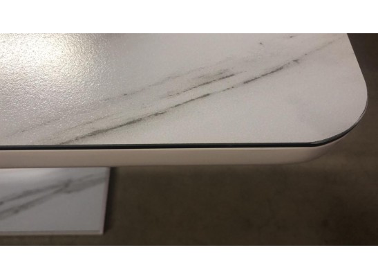 Стол ALTA 140 GREY-WHITE MARBLE/ WHITE глазурованное стекло 