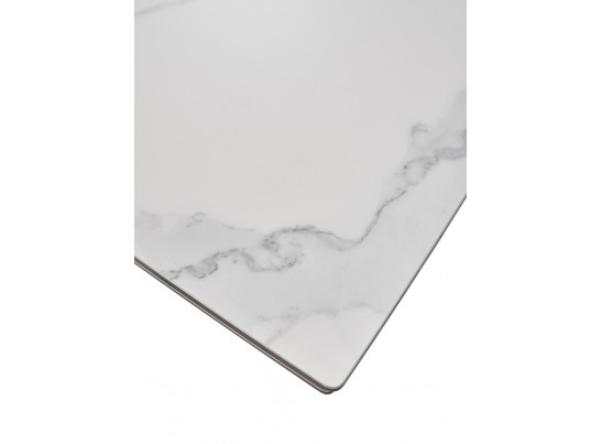 Стол ALEZIO 160 BIANCO TL-45 Белый мрамор матовый, испанская керамика/ черный каркас, ®DISAUR