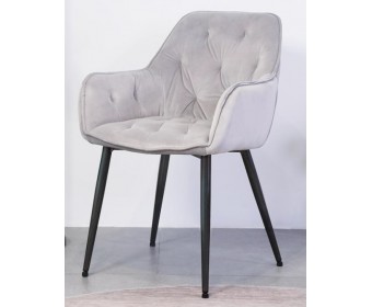Стул TROY BLUVEL-03 LIGHT GREY, велюр/ черный каркас 