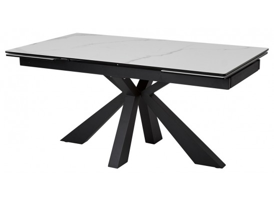 Стол ALEZIO 160 BIANCO TL-45 Белый мрамор матовый, испанская керамика/ черный каркас, ®DISAUR