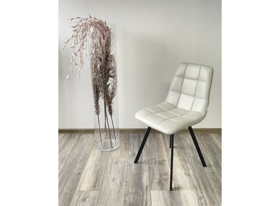 Стул CHILLI SQUARE HK017-03 светло-серый, PU/ черный каркас 