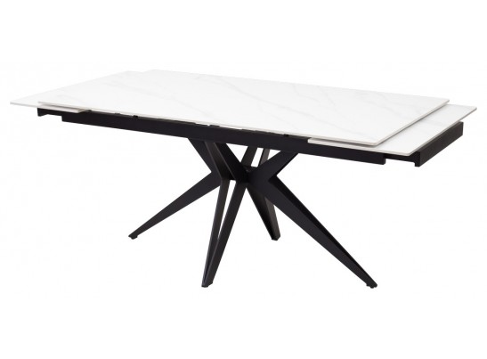 Стол FORIO 160 MATT WHITE MARBLE SOLID CERAMIC / BLACK, ®DISAUR