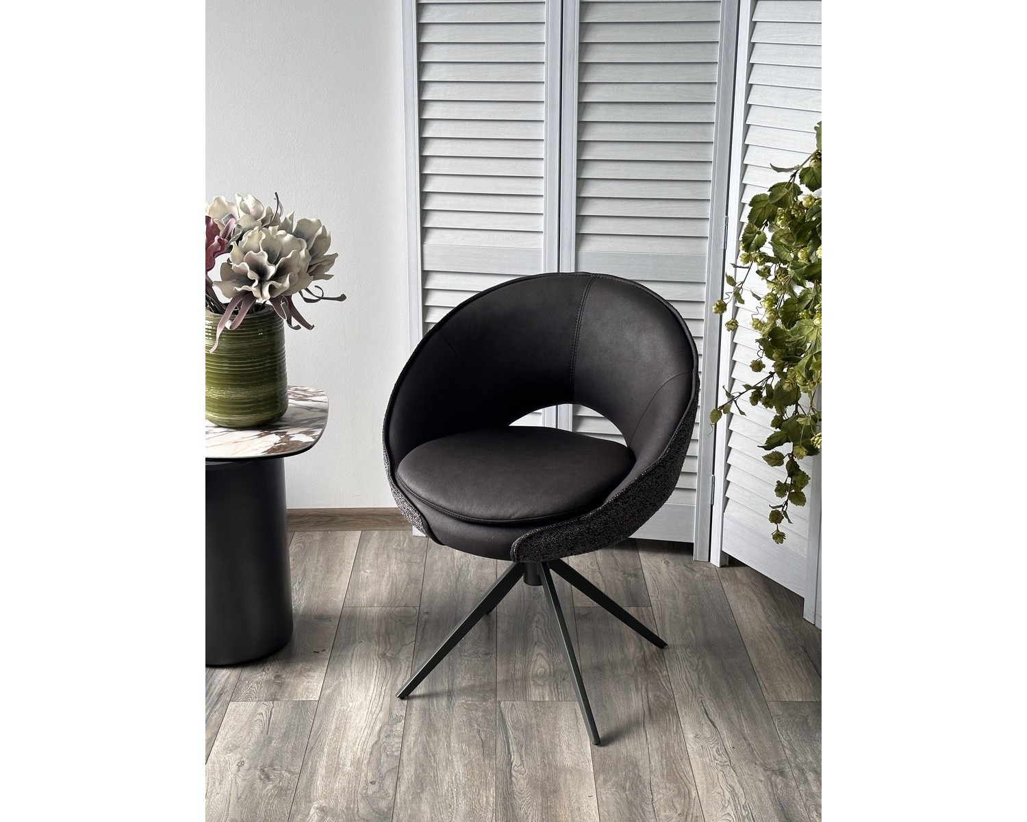 Стул ANABEL 360 град. поворот Черный Maison 99# / OTE COBBLE 457 / серый каркас, ®DISAUR