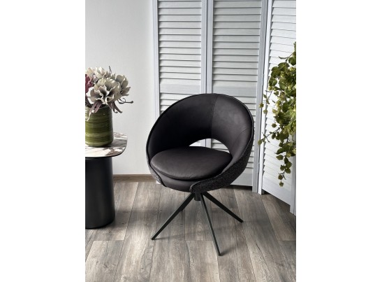 Стул ANABEL 360 град. поворот Черный Maison 99# / OTE COBBLE 457 / серый каркас, ®DISAUR