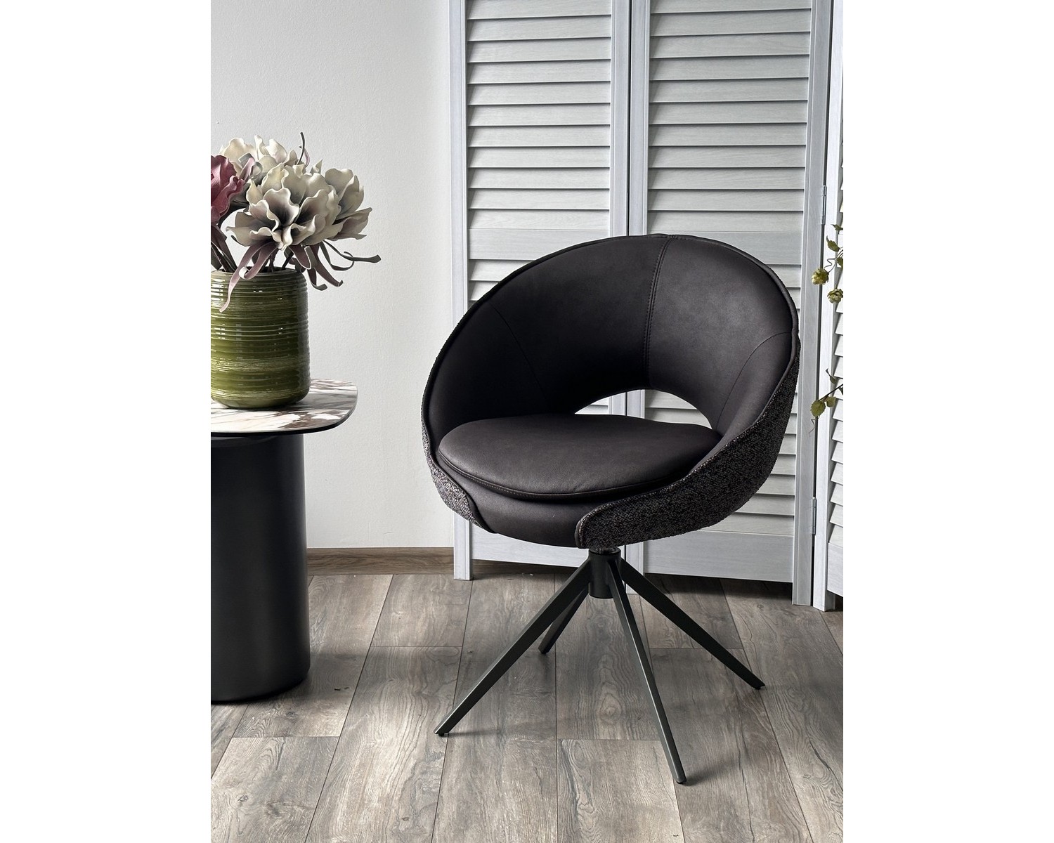 Стул ANABEL 360 град. поворот Черный Maison 99# / OTE COBBLE 457 / серый каркас, ®DISAUR
