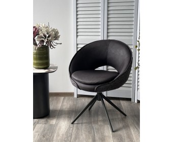 Стул АНАБЕЛЬ (ANABEL) 360 град. поворот Черный Maison 99# / OTE COBBLE 457 / серый каркас, ®DISAUR