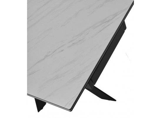 Стол BELLUNO 160 MARBLES KL-99 Белый мрамор матовый, итальянская керамика/ черный каркас, ®DISAUR