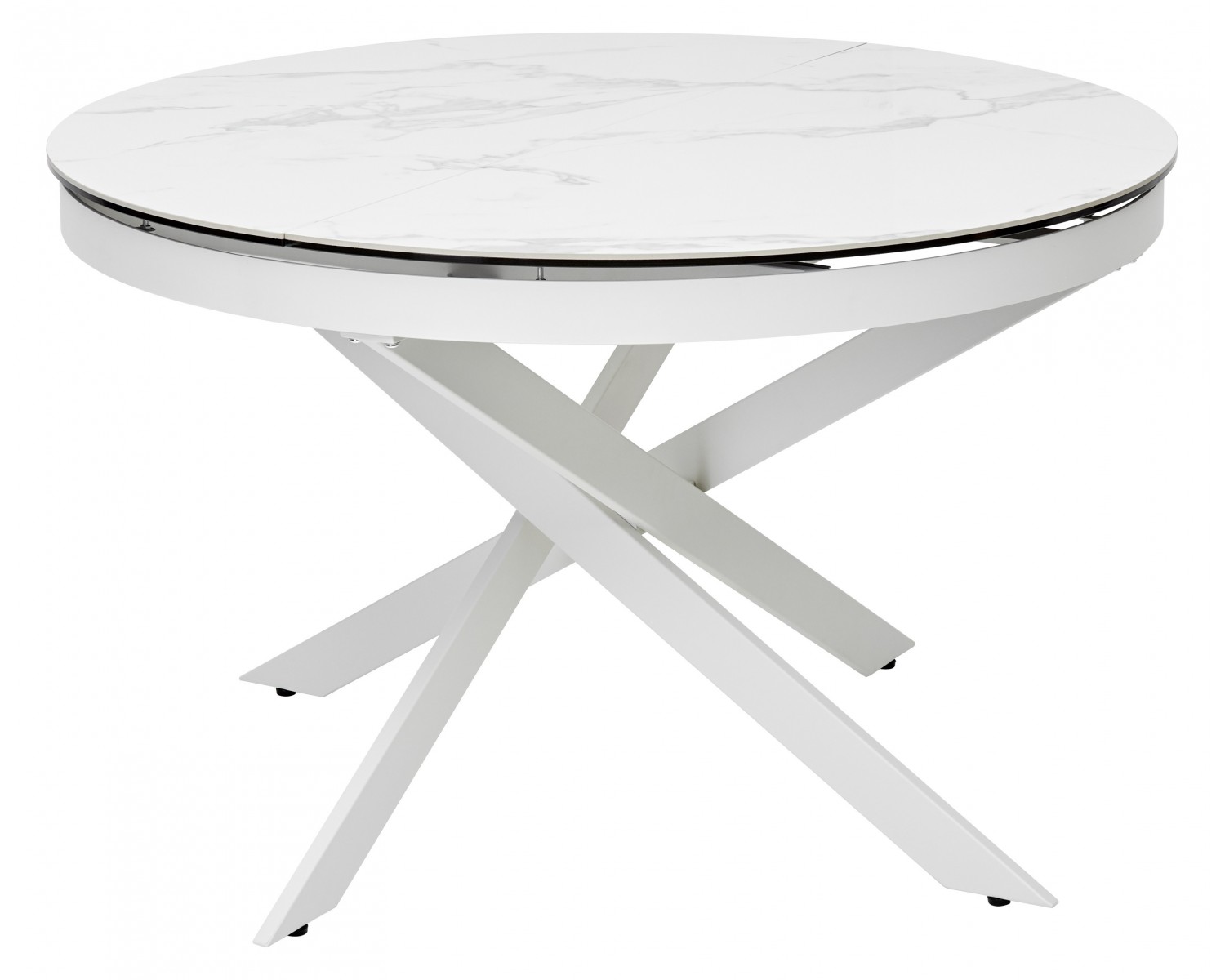 Стол TRENTO 120 HIGH GLOSS STATUARIO Белый мрамор глянцевый, керамика/ белый каркас, ®DISAUR