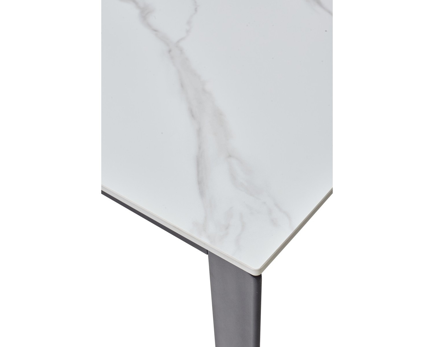 Стол CORNER 120 MATT WHITE MARBLE SOLID CERAMIC / BLACK, ®DISAUR