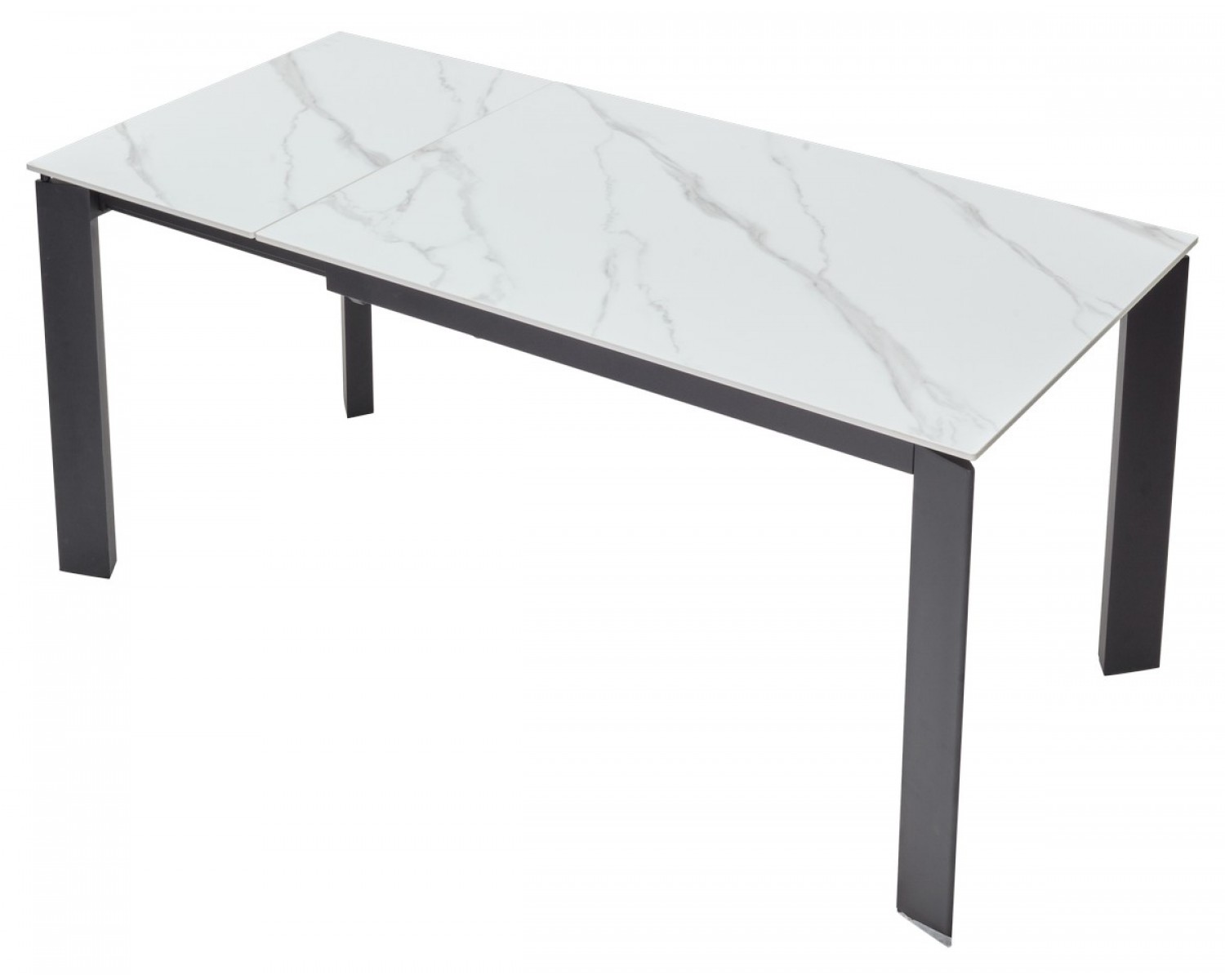 Стол CORNER 120 MATT WHITE MARBLE SOLID CERAMIC / BLACK, ®DISAUR