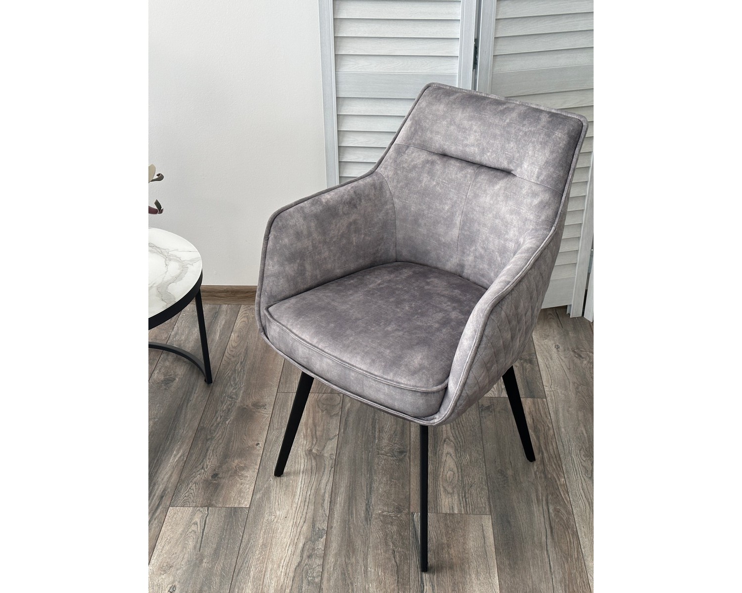 Стул RENLY 180 град. поворот. 7525-180 Серый, велюр / Черный, ®DISAUR