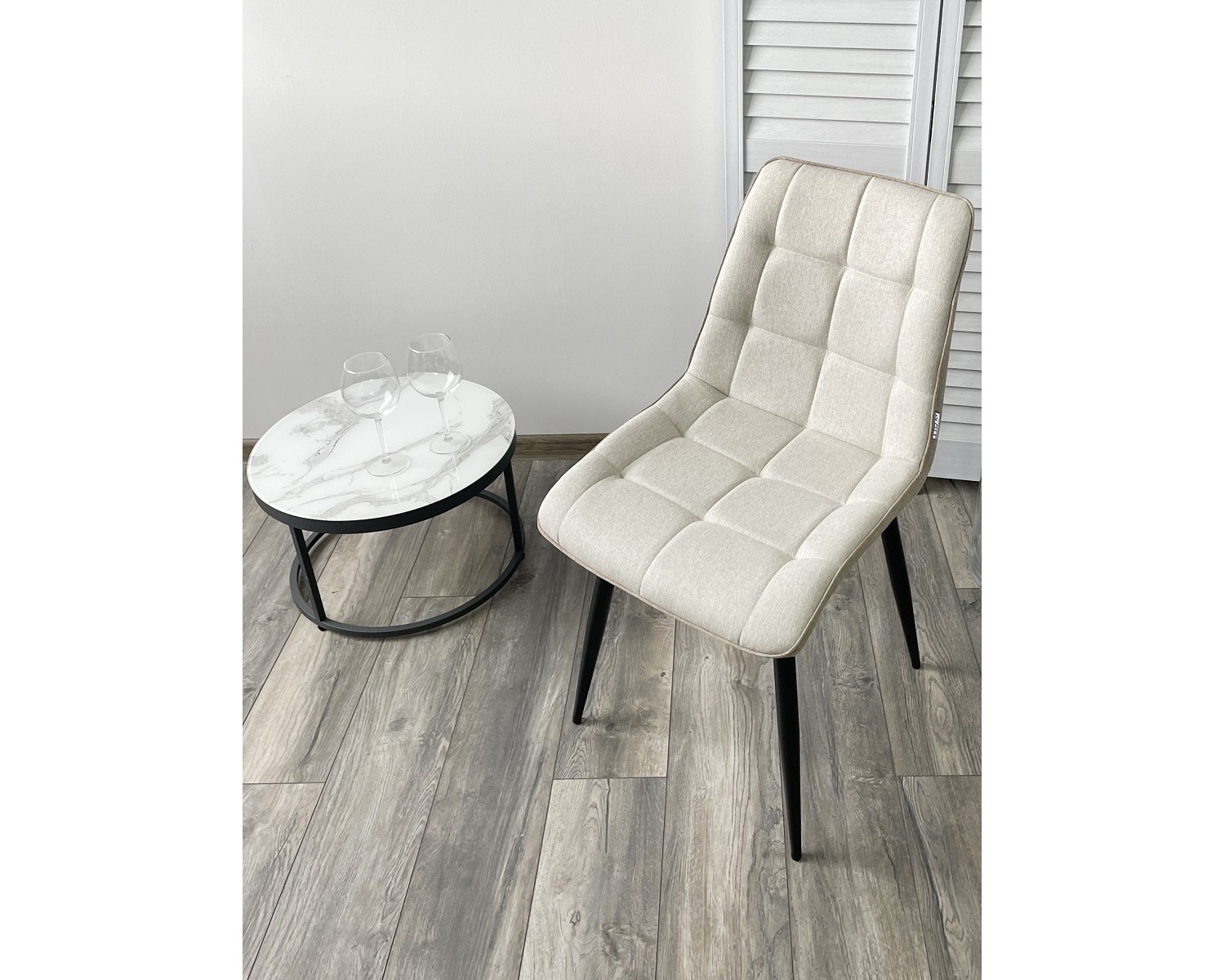 Стул CHIC VF-01/ VF-02 светло-бежевый/ бежевый, ткань/ черный каркас