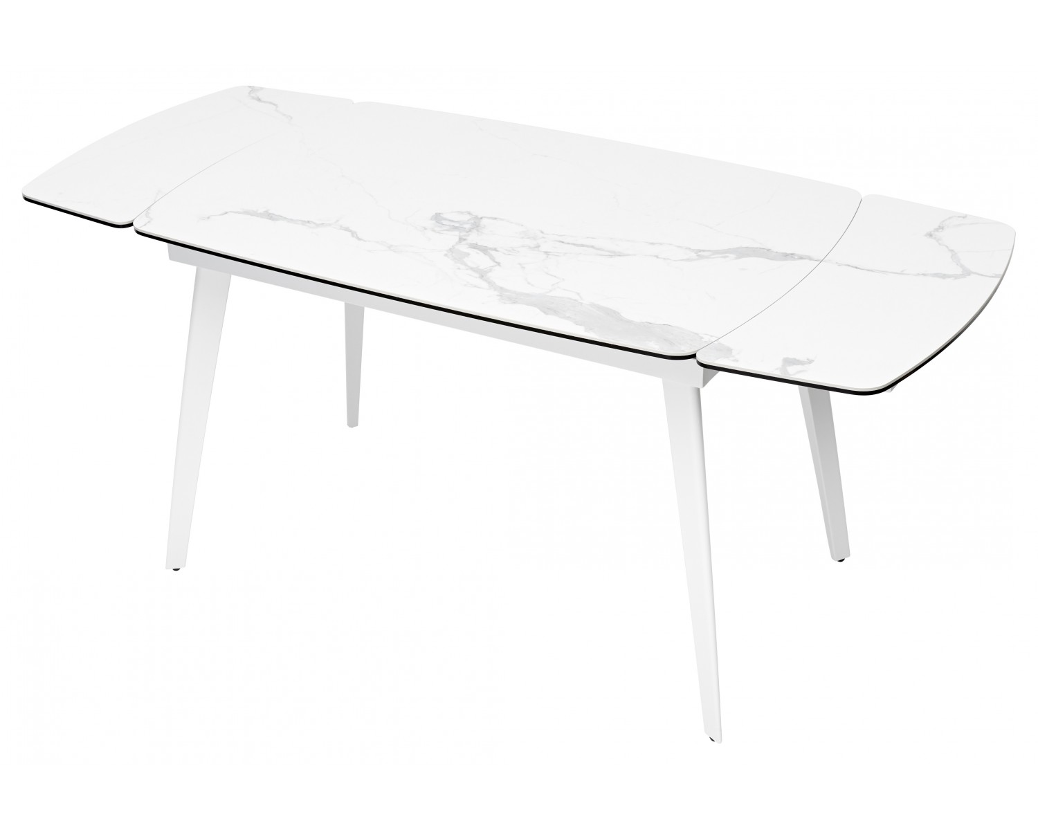 Стол ELIOT 120 HIGH GLOSS STATUARIO Белый мрамор глянцевый, керамика/ белый каркас