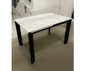 Стол CORNER 120 MATT WHITE MARBLE SOLID CERAMIC / BLACK, ®DISAUR