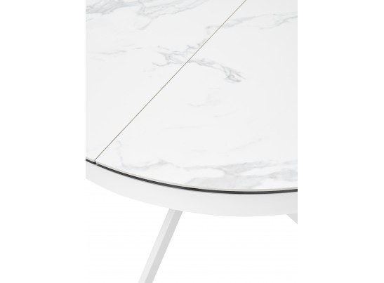 Стол TRENTO 120 HIGH GLOSS STATUARIO Белый мрамор глянцевый, керамика/ белый каркас, ®DISAUR