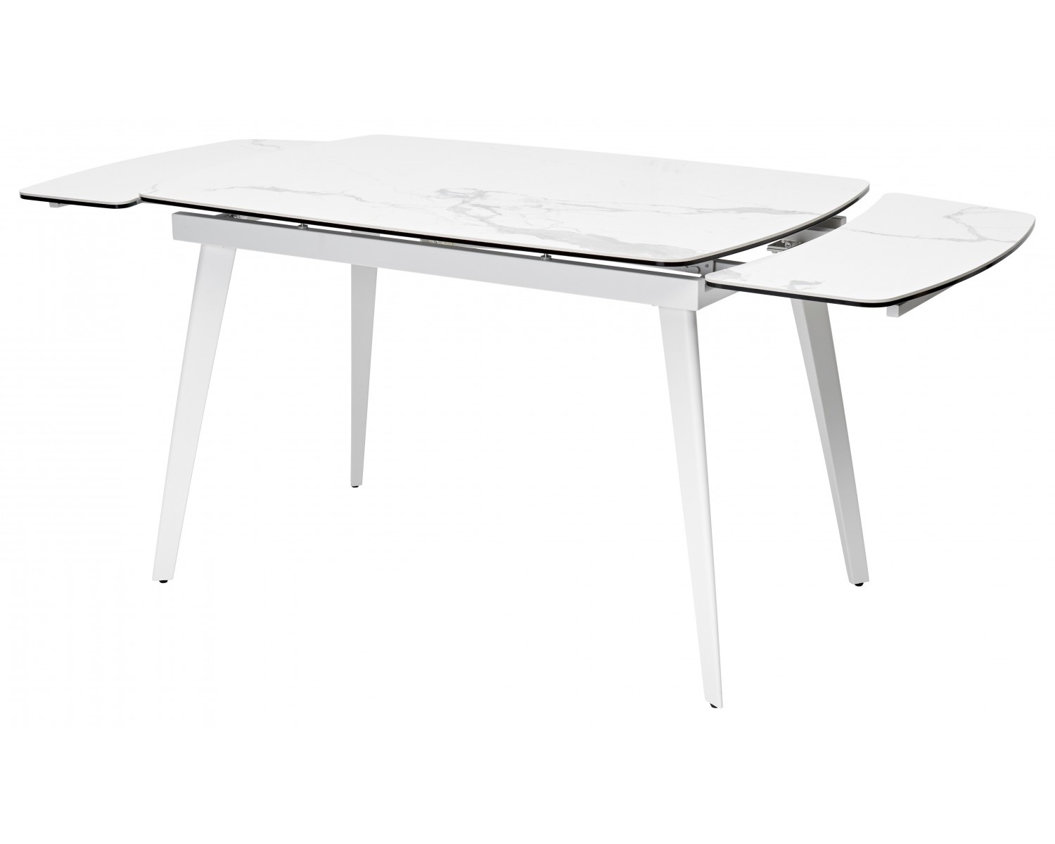 Стол ELIOT 120 HIGH GLOSS STATUARIO Белый мрамор глянцевый, керамика/ белый каркас