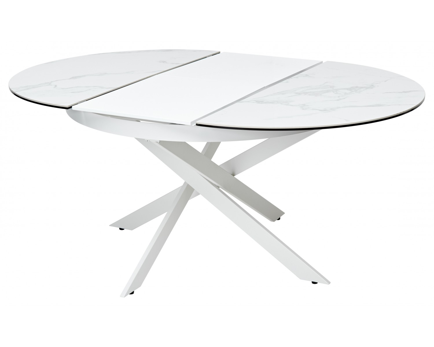 Стол TRENTO 120 HIGH GLOSS STATUARIO Белый мрамор глянцевый, керамика/ белый каркас, ®DISAUR