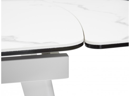 Стол ELIOT 120 HIGH GLOSS STATUARIO Белый мрамор глянцевый, керамика/ белый каркас 