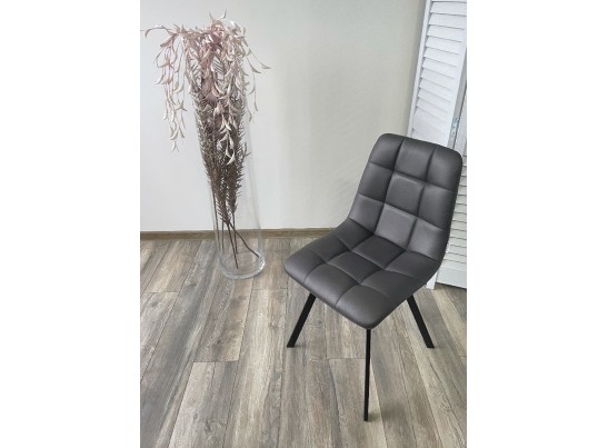 Стул CHILLI SQUARE HK017-11 темно-серый, PU/ черный каркас 