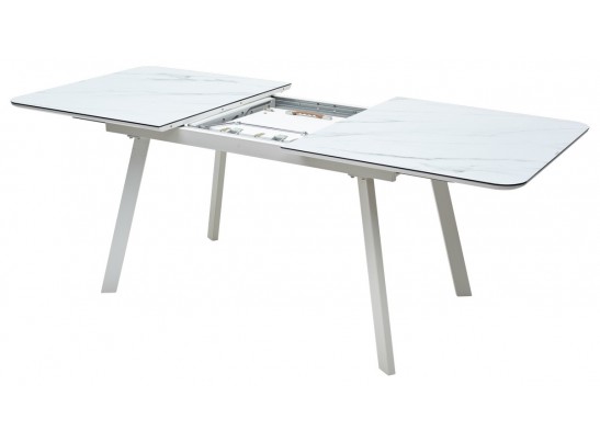 Стол ARUBA 160 GREY-WHITE/ WHITE глазурованное стекло 