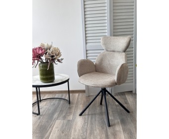 Стул ВАРДИ (VARDY) 360 град.поворот. Brego-31 Бежевый, ткань/ 7525-01 Бежевый, велюр/Черный, ®DISAUR