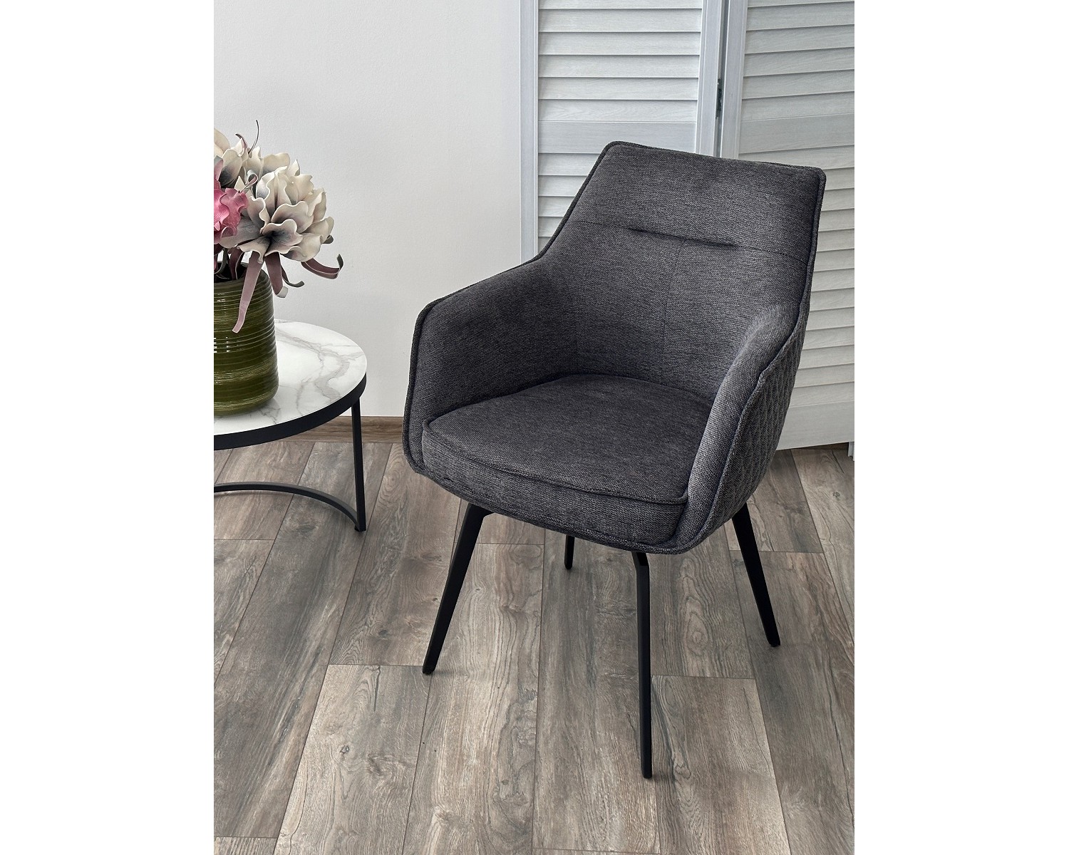 Стул RENLY 180 град. поворот. Brego-16 Темно-серый, ткань / Черный, ®DISAUR