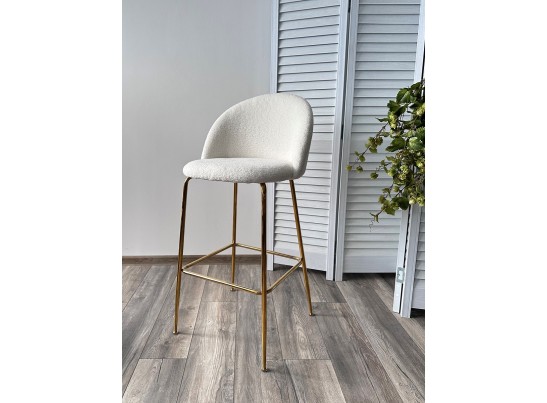 Барный стул GLADE NINI-01 Белый, teddy / золотой каркас 