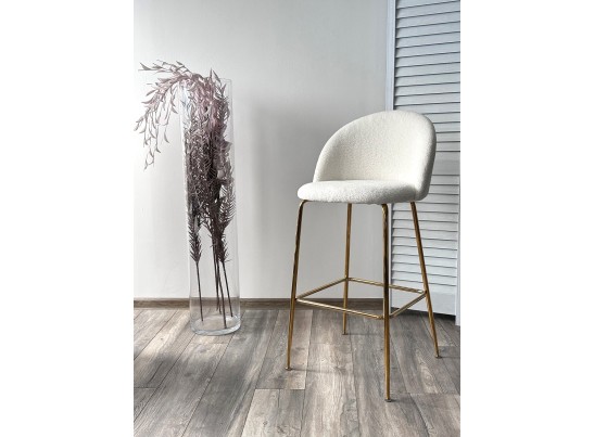Барный стул GLADE NINI-01 Белый, teddy / золотой каркас 