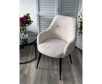 Стул СТАМЕН (STAMEN) ткань DAVIS RETRO BLISS 02 светло-бежевый / черный каркас, ®DISAUR