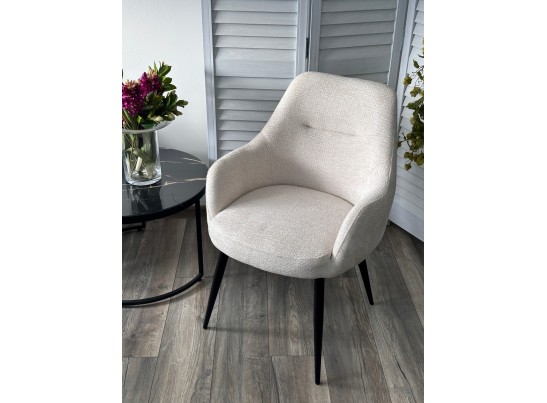 Стул СТАМЕН (STAMEN) ткань DAVIS RETRO BLISS 02 светло-бежевый / черный каркас, ®DISAUR