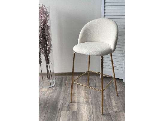 Барный стул GLADE NINI-01 Белый, teddy / золотой каркас 